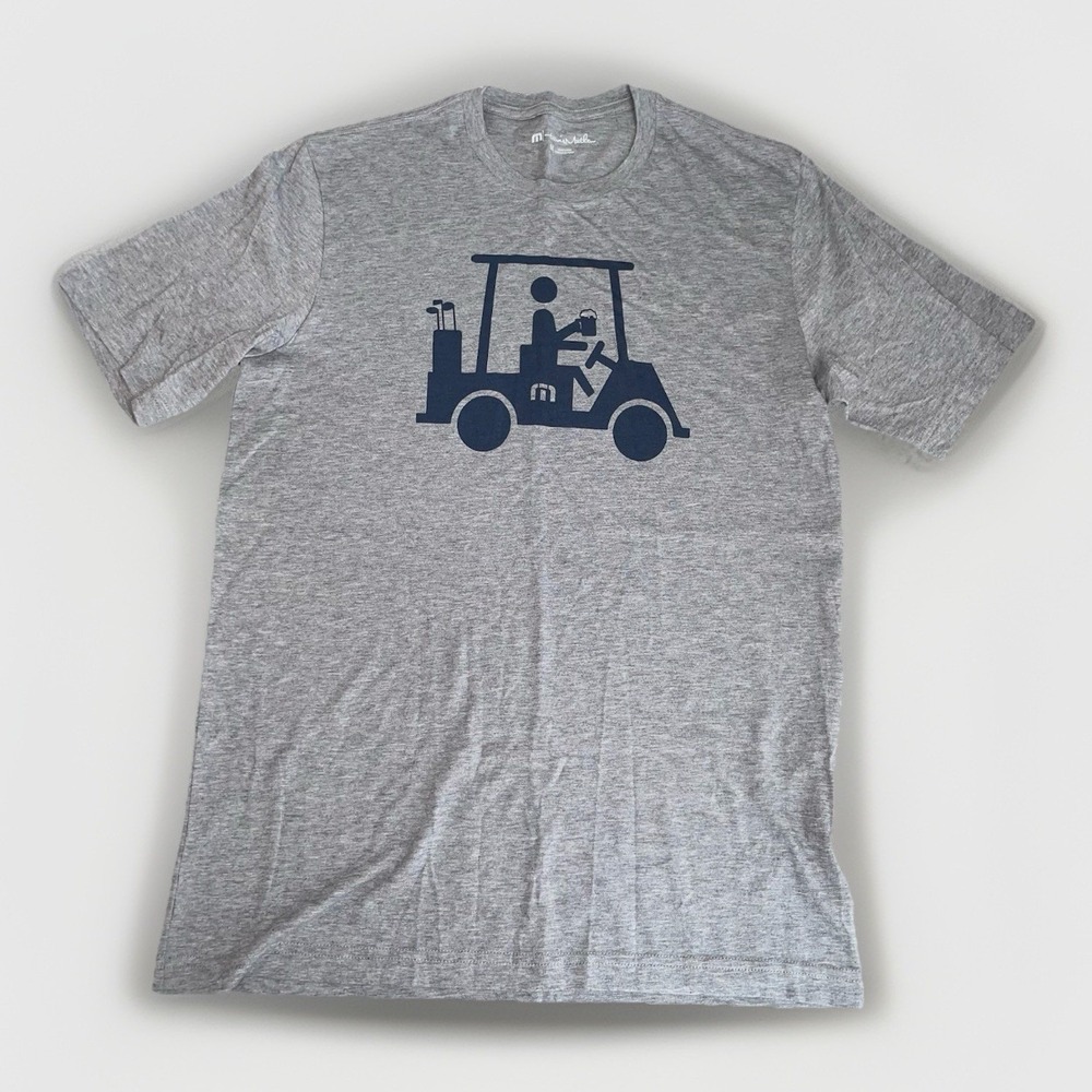 NWOT Travis Mathew Golf Cart Beer T-Shirt Heather Gray Soft Pima Cotton Size:‎ M